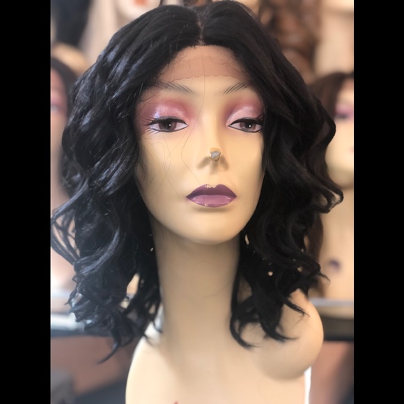Short curly wavy bob Lacefront wig
